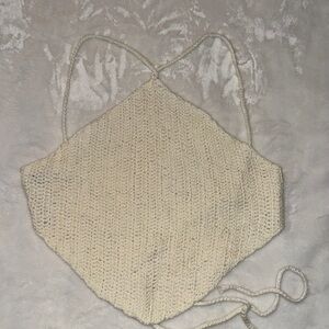 Princess Polly Cream Crochet Halter Top